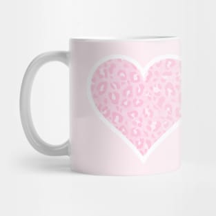 Pastel Pink and White Leopard Print Heart Mug